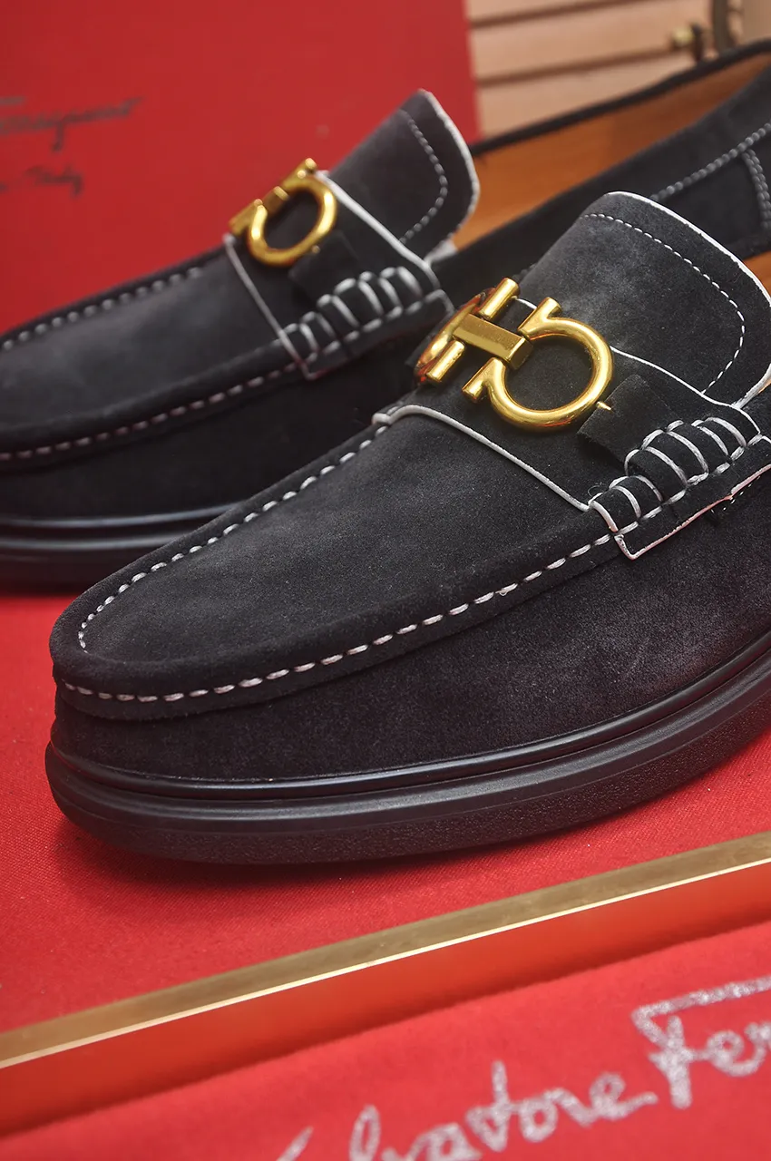Men's shoes 💰440💶[Ferragamo/Ferragamo] The latest model in the counter. Original imported high-quality cowhide with open sides + imported 🐂 water-dyed cowhide lining + original luxury metal buckle + original combined outsole. No pressure for comparison. 38--45 (45 is custom-made and cannot be returned or exchanged)